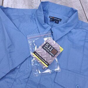 5.11 Tactical Shirt Mens XXL Blue Cotton Class A Station Short Sleeve Button Top